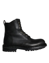 Dolce & Gabbana Black Lace Up Mid Calf Boots Men Shoes -   -  Dolce & Gabbana.